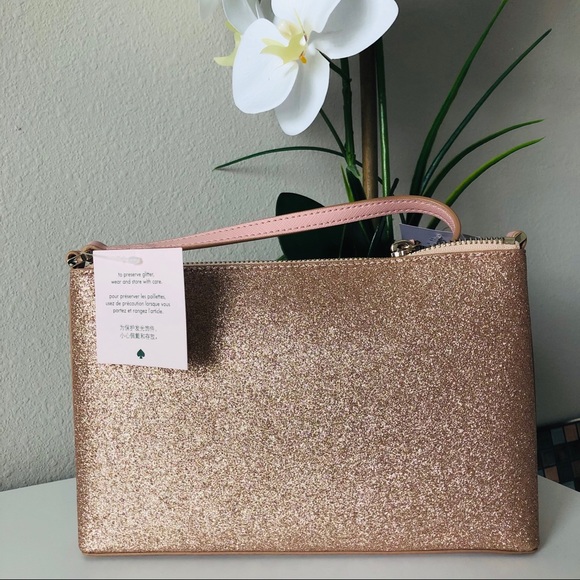 kate spade Bags Kate Spade Joeley Crossbody Rose Gold Glitter Nwt